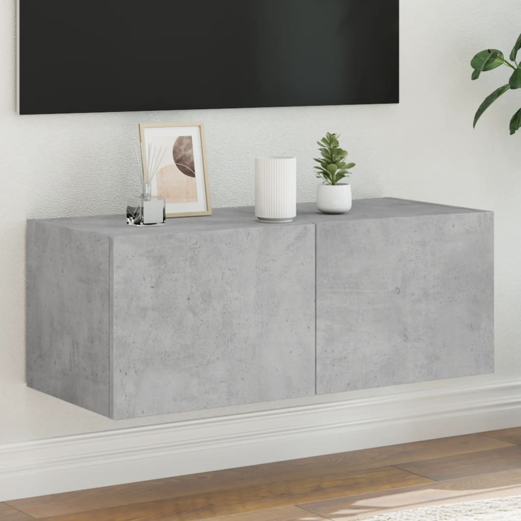 vidaXL TV nástenná skrinka s LED svetlami betónovo sivá 80x35x31 cm