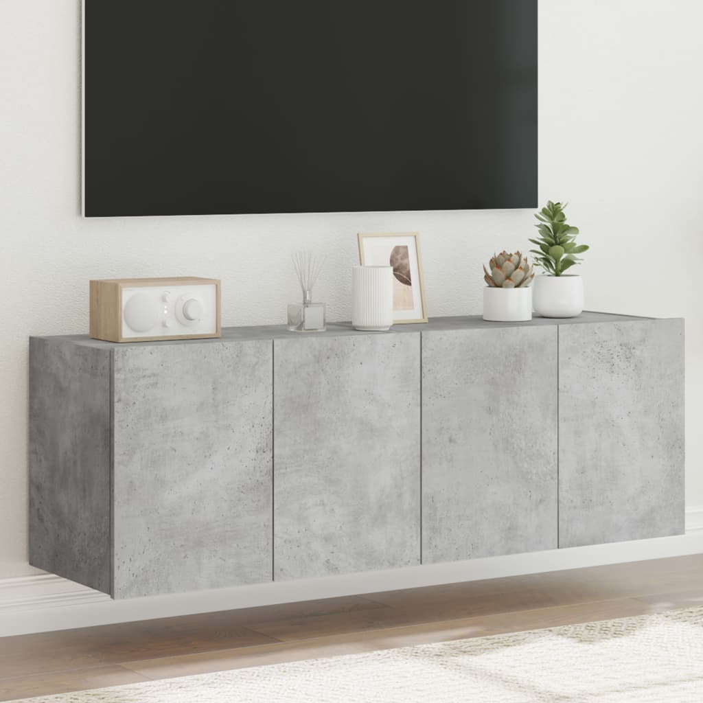 vidaXL TV nástenné skrinky s LED svetlami 2 ks betón. sivé 60x35x41 cm
