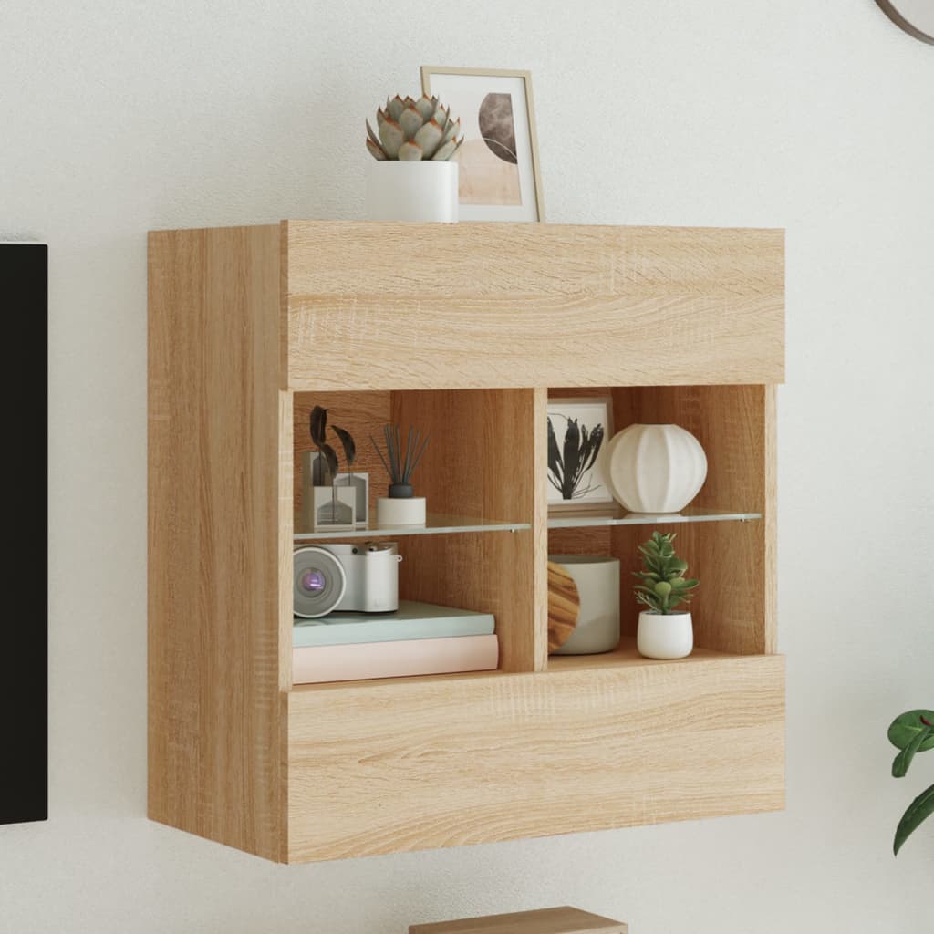 vidaXL TV nástenná skrinka s LED svetlami dub sonoma 58,5x30x60,5 cm