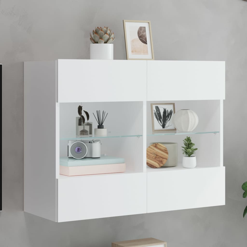 vidaXL TV nástenná skrinka s LED svetlami biela 78,5x30x60,5 cm
