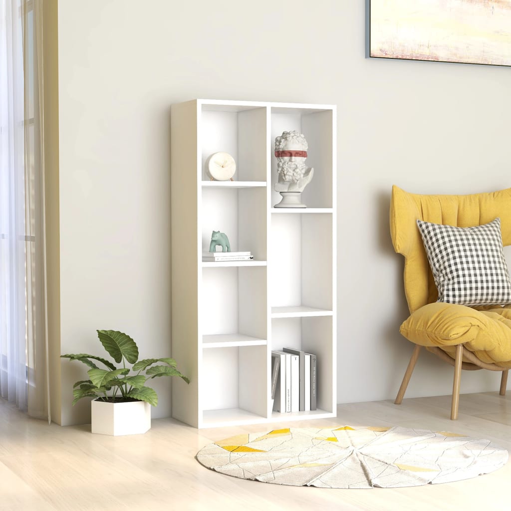 vidaXL Knižnica, biela 50x25x106 cm, kompozitné drevo