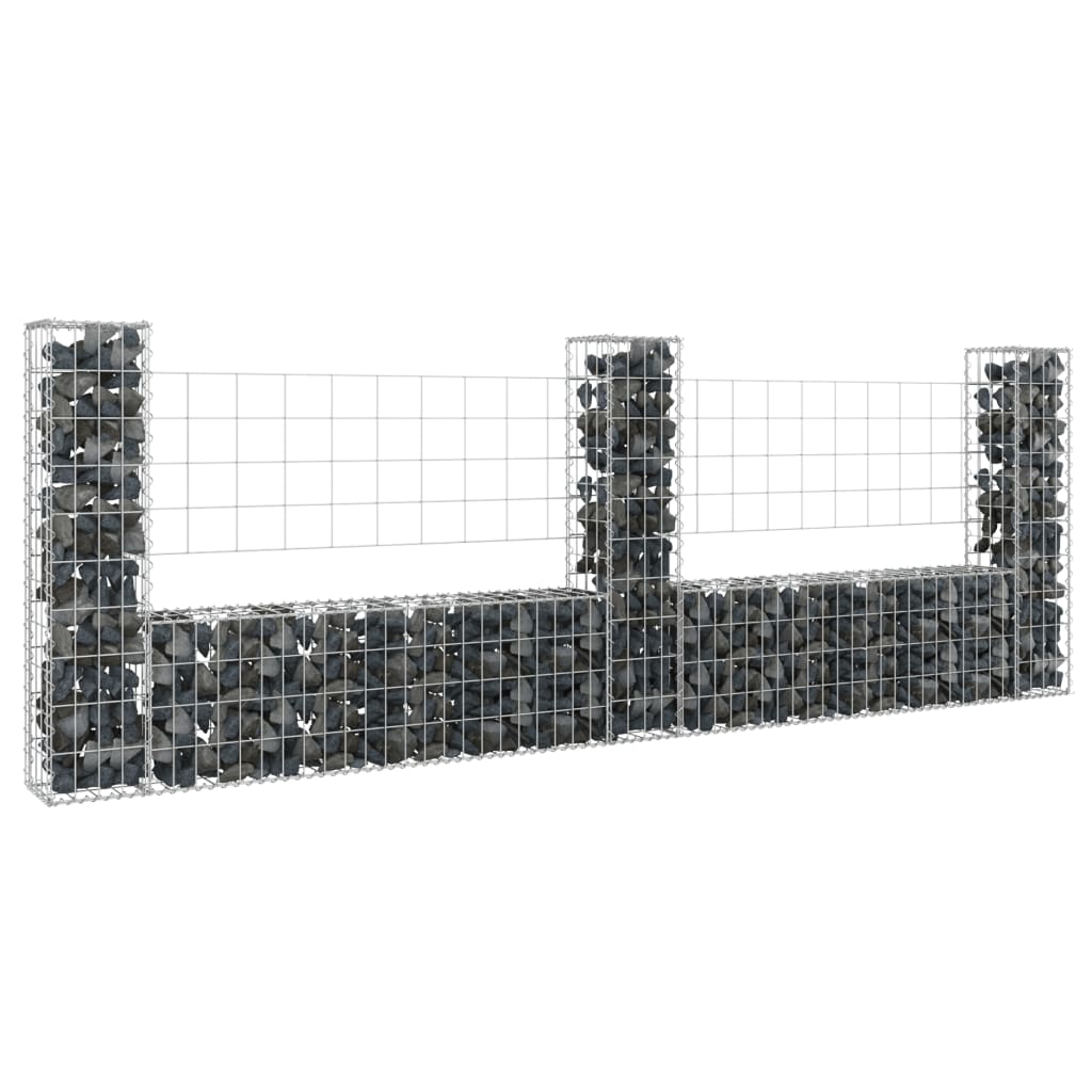 vidaXL Železný gabiónový kôš v tvare U s 3 stĺpmi 260x20x100 cm