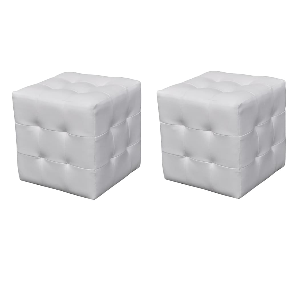 vidaXL Taburetky v tvare kocky, biele