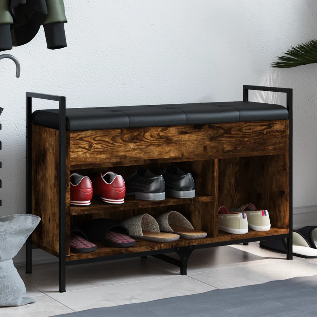 vidaXL Lavička na topánky dymový dub 85,5x32x57,5 cm kompozitné drevo
