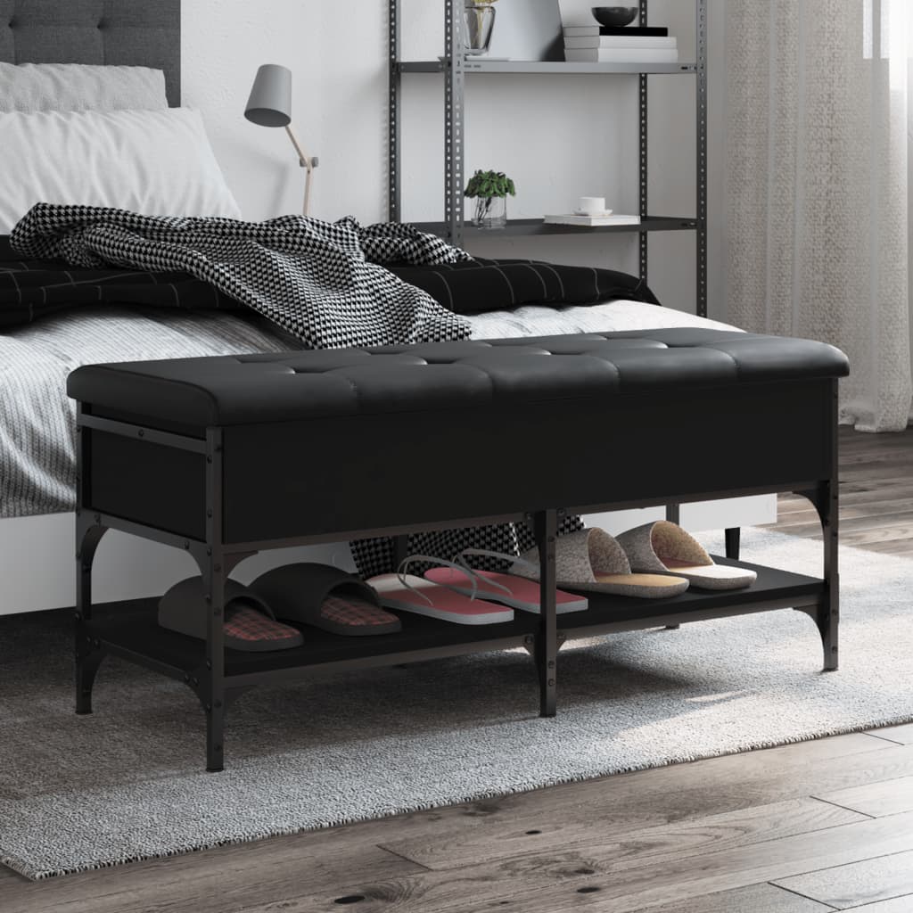 vidaXL Lavička na topánky čierna 102x42x45 cm kompozitné drevo