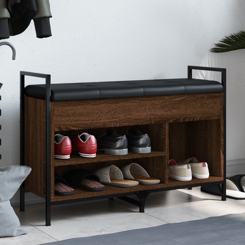 vidaXL Lavička na topánky hnedý dub 85,5x32x57,5 cm kompozitné drevo
