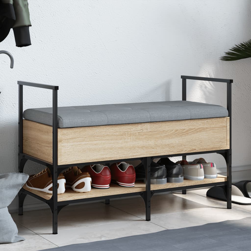 vidaXL Lavička na topánky dub sonoma 85,5x42x57,5 cm kompozitné drevo