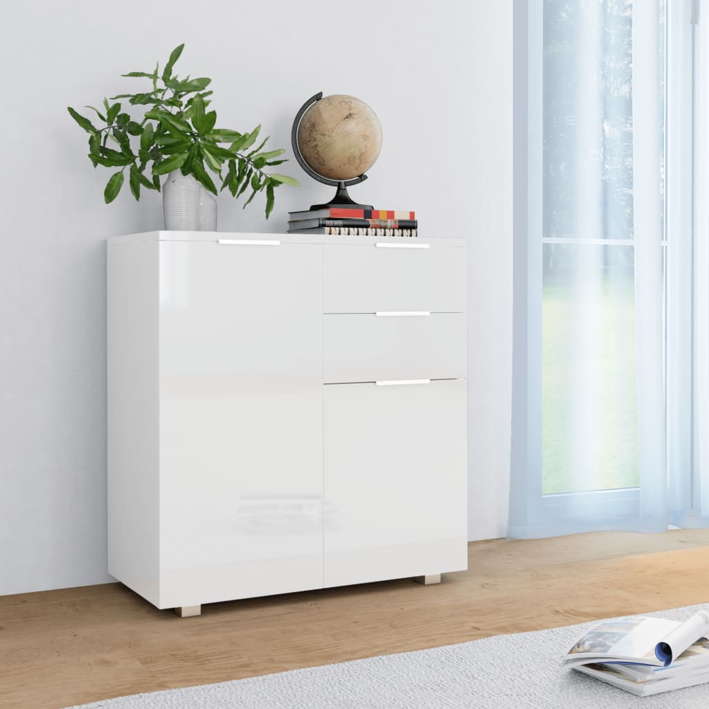 vidaXL Komoda, vysoký lesk, biela 71x35x80 cm, drevotrieska