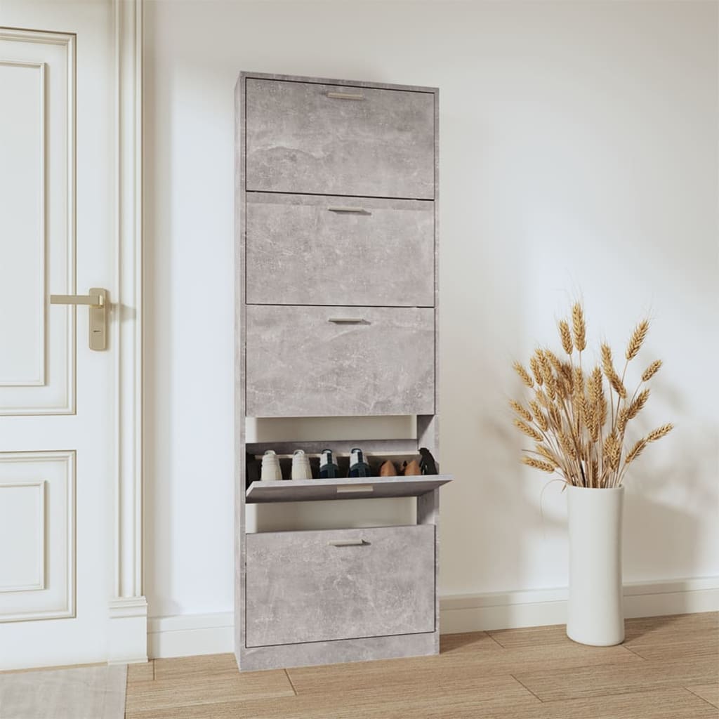 vidaXL Botník betónovosivý 59x17x169 cm spracované drevo