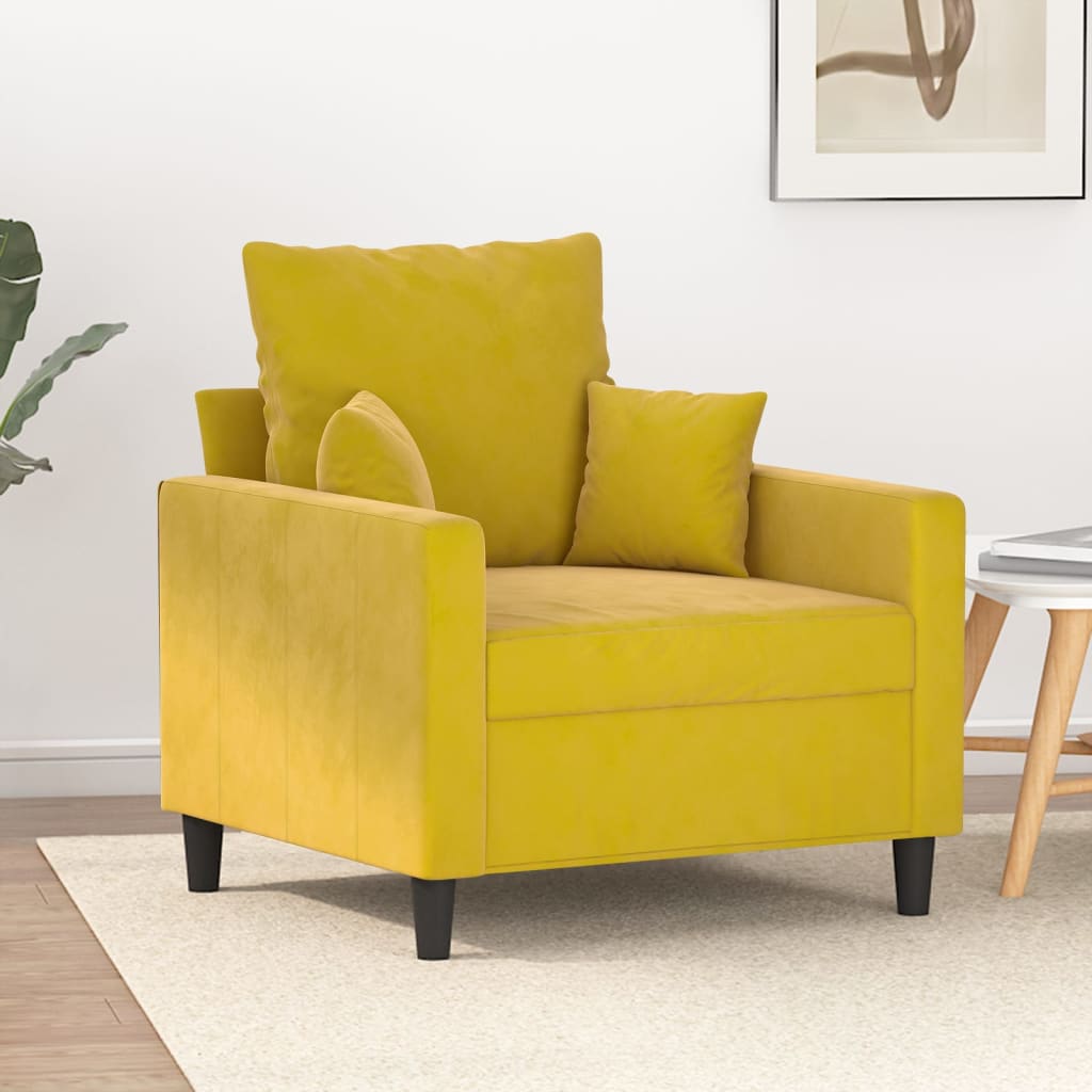 vidaXL Kreslo žlté 60 cm zamat
