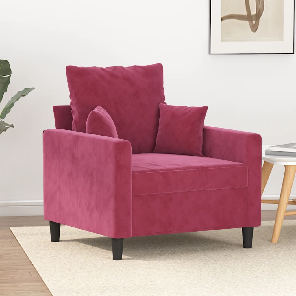 vidaXL Kreslo vínovo-červené 60 cm zamat