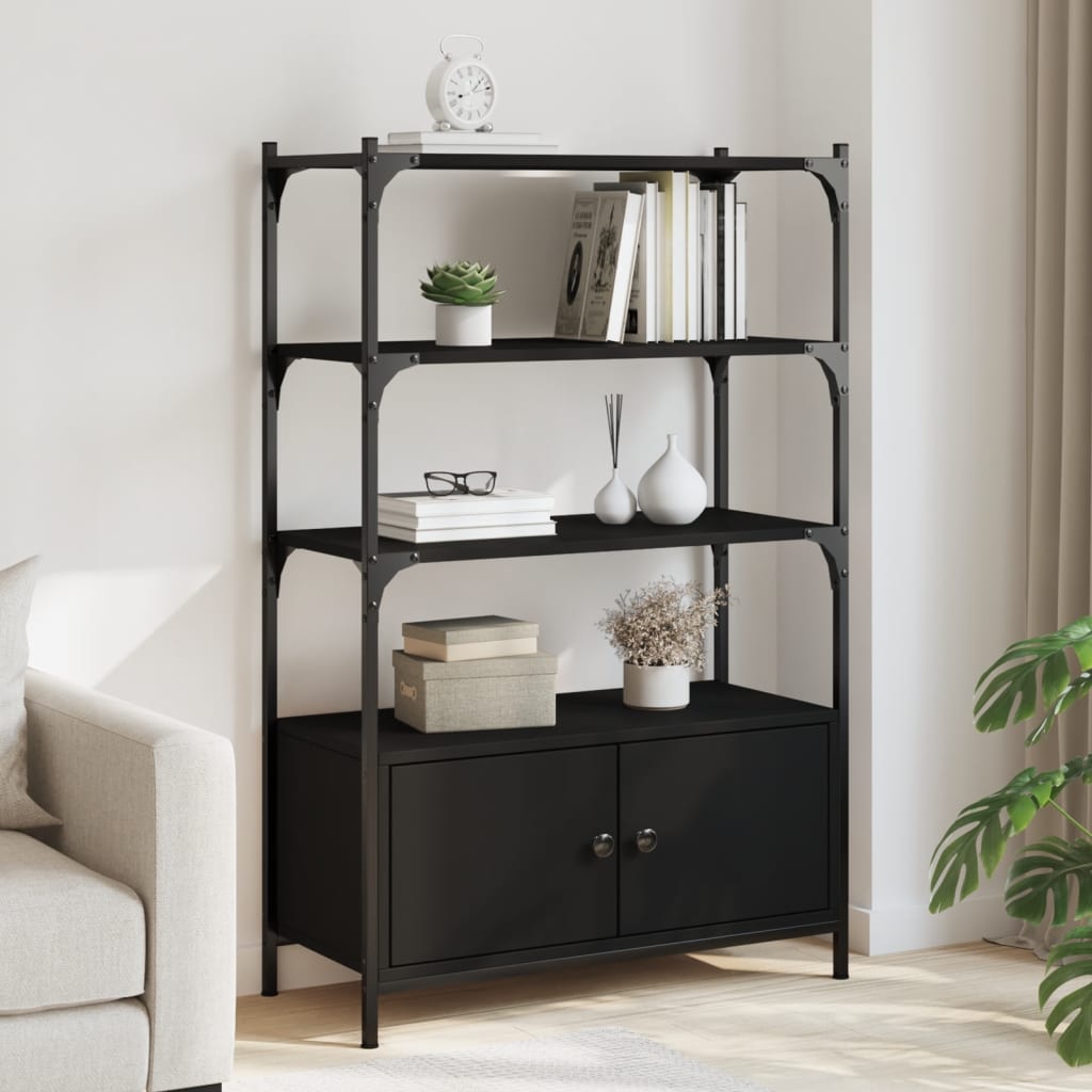 vidaXL Knižnica 3 police čierna 70x30x109,5 cm kompozitné drevo
