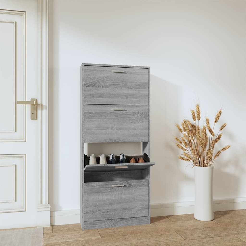 vidaXL Botník Sivý dub sonoma 59x17x150 cm spracované drevo