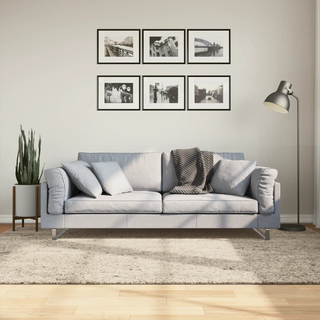 vidaXL Koberec ISTAN vysoký vlas lesklý vzhľad béžový 160x230 cm