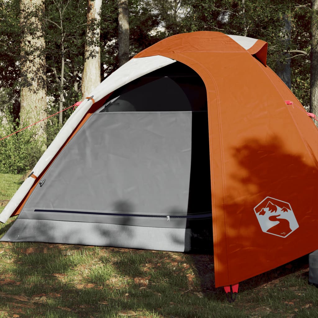 vidaXL Kempingový stan 2 os. sivo-oranžový 264x210x125 cm 185T taffeta