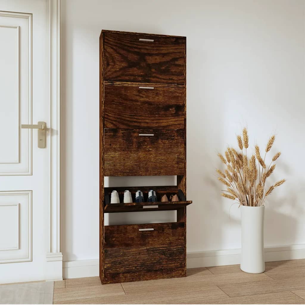 vidaXL Botník dymový dub 59x17x169 cm spracované drevo
