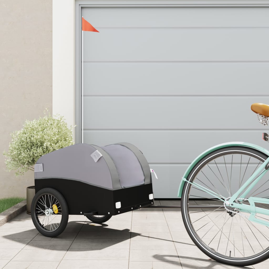 vidaXL Vozík za bicykel, čierno sivý 30 kg, železo