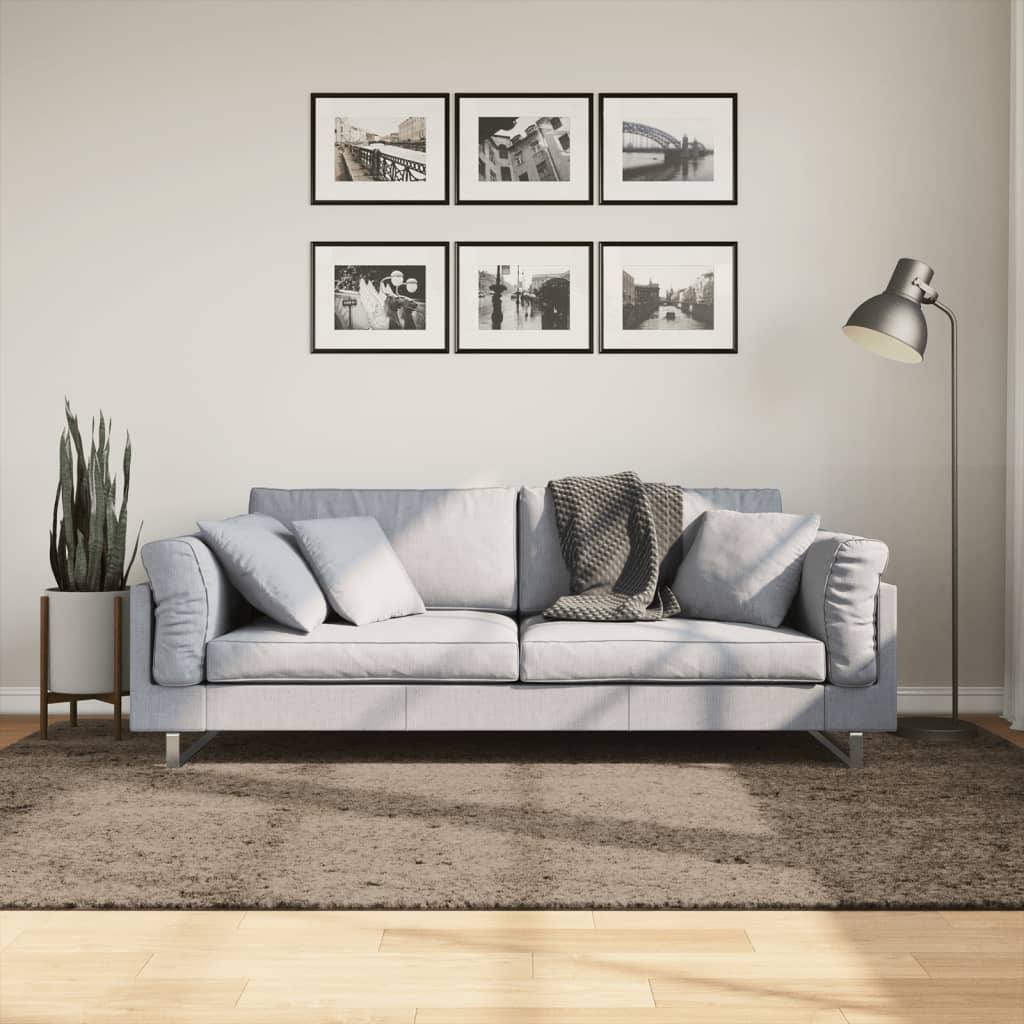 vidaXL Koberec ISTAN vysoký vlas lesklý vzhľad sivý 160x230 cm