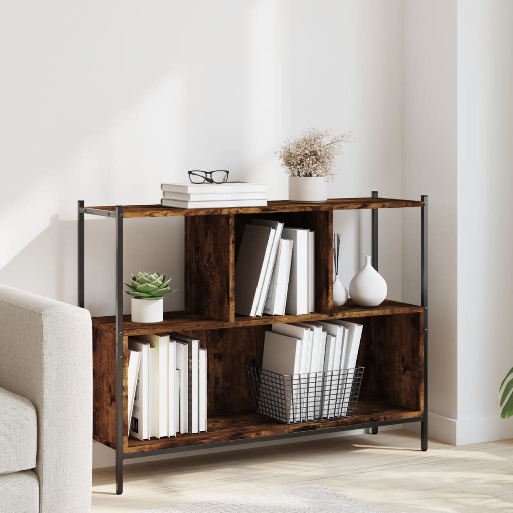 vidaXL Knižnica dymový dub 102x28x77,5 cm kompozitné drevo