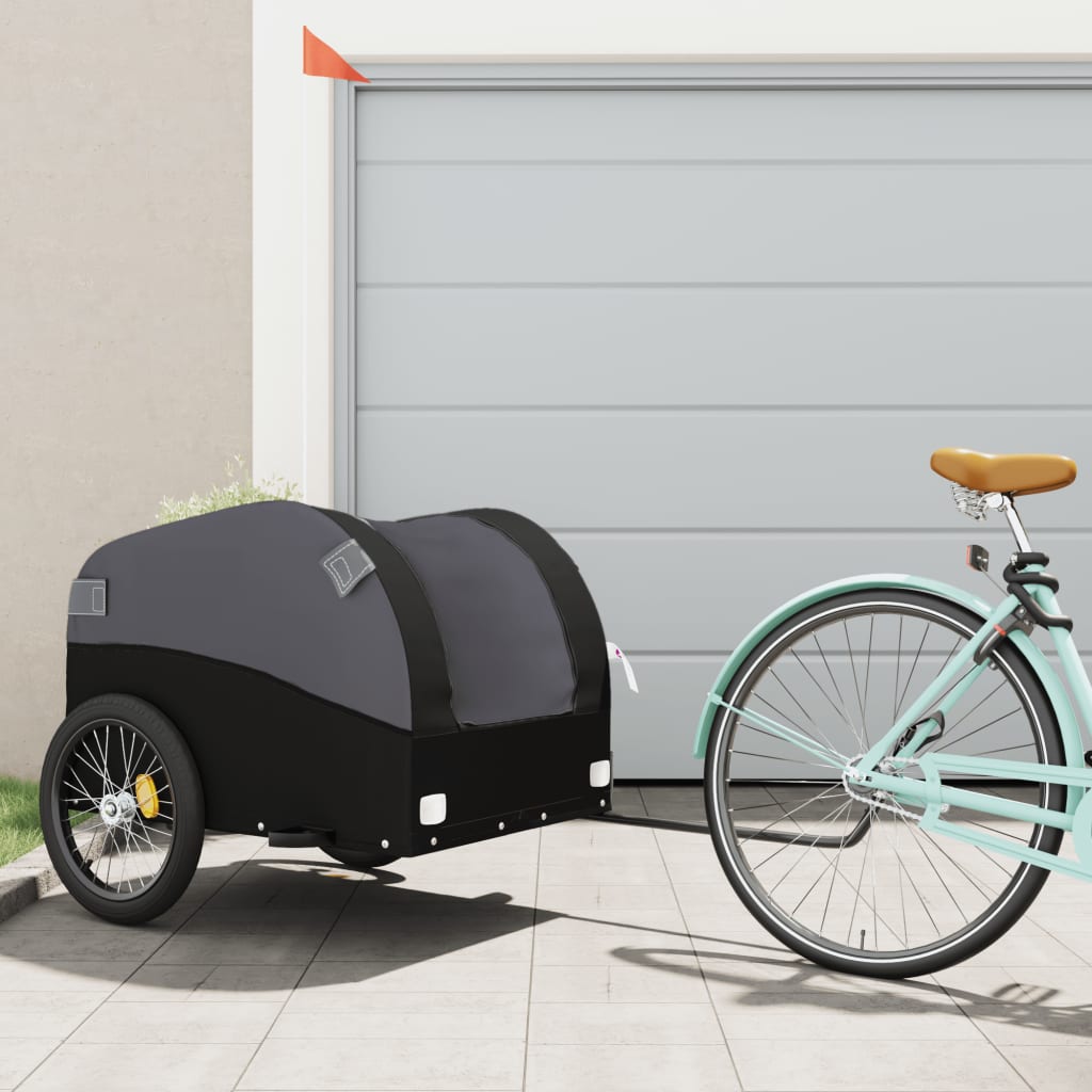vidaXL Vozík za bicykel, čierny 45 kg, železo