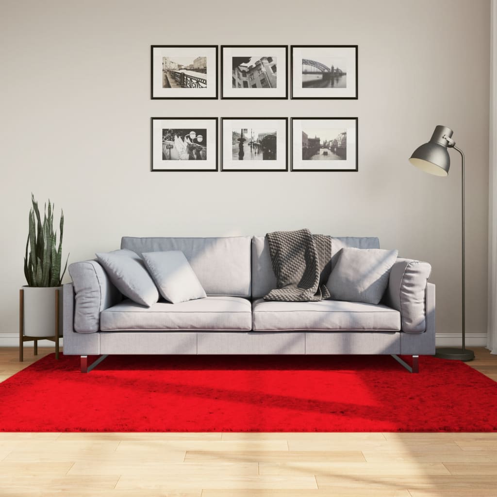 vidaXL Koberec HUARTE s krátkym vlakom umývateľný červený 140x200 cm