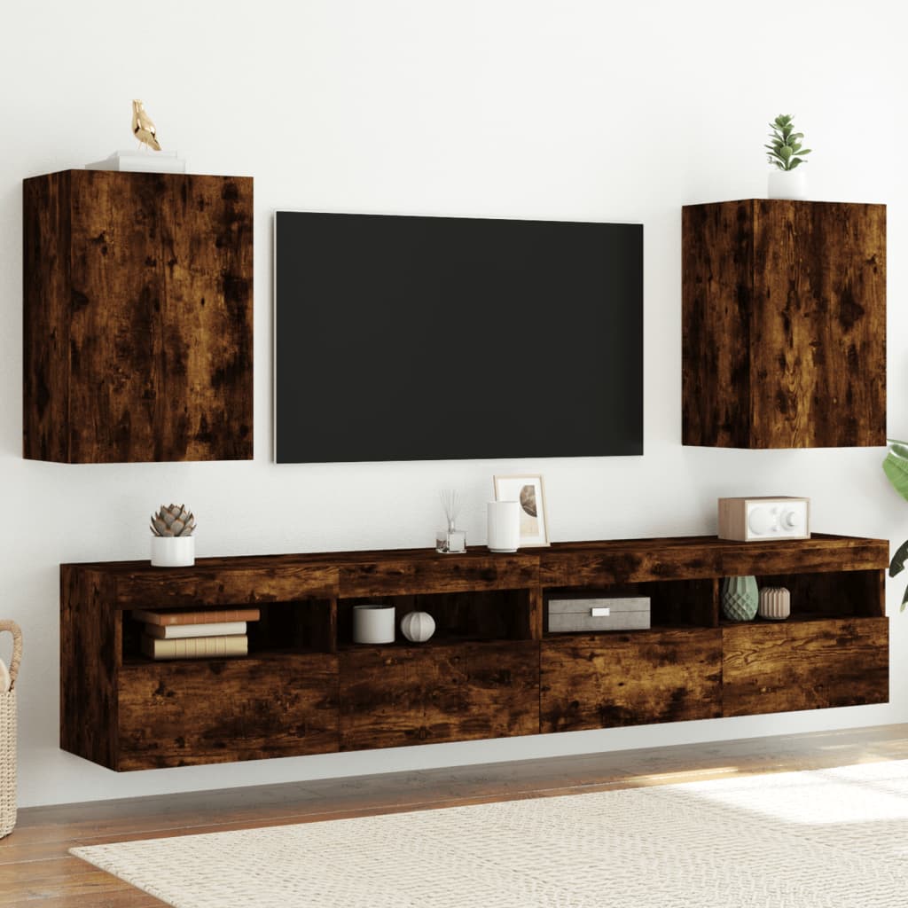 vidaXL TV nástenné skrinky 2 ks dymový dub 40,5x30x60 cm kompoz. drevo