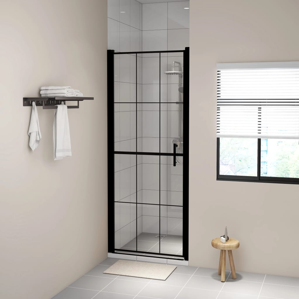 vidaXL Sprchové dvere čierne 91x195 cm tvrdené sklo