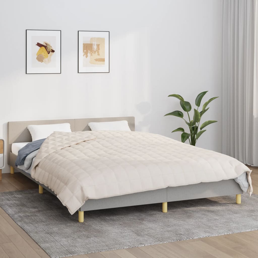 vidaXL Záťažová prikrývka bledokrémová 220x235 cm 15 kg látka