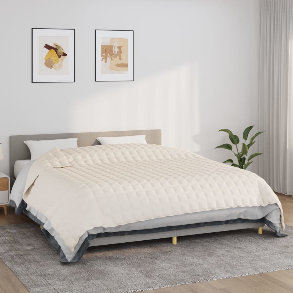 vidaXL Záťažová prikrývka bledokrémová 235x290 cm 15 kg látka