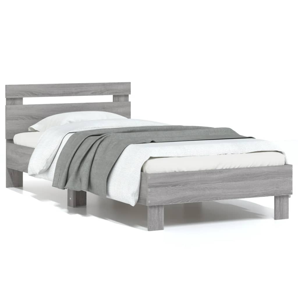 vidaXL Posteľný rám s čelom sivý sonoma 75x190 cm kompozitné drevo
