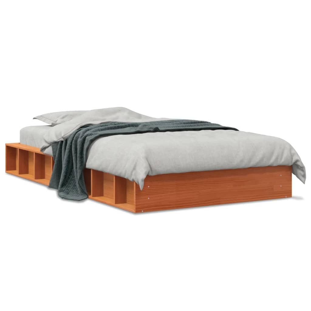 vidaXL Posteľný rám voskovo hnedý 75x190 cm masívna borovica