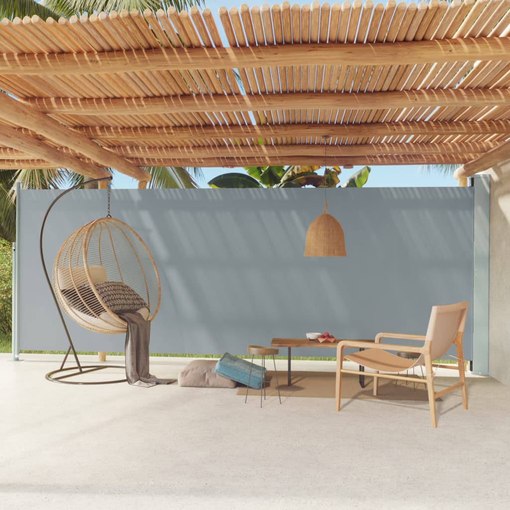 vidaXL Zaťahovacia bočná markíza na terasu 200x600 cm sivá