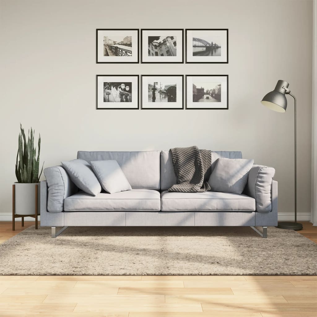 vidaXL Koberec ISTAN vysoký vlas lesklý vzhľad béžový 140x200 cm