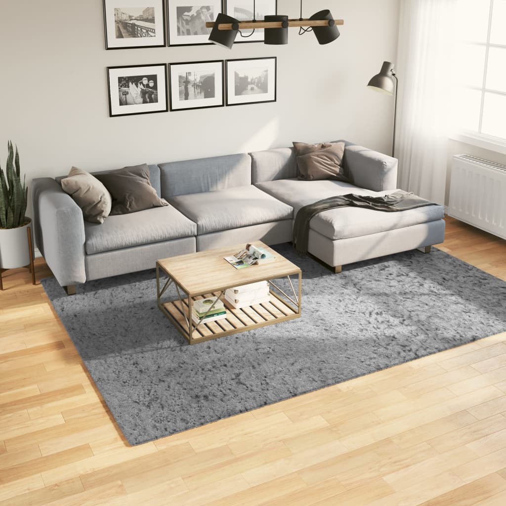 vidaXL Chlpatý koberec vysoký vlas moderný sivý 200x280 cm