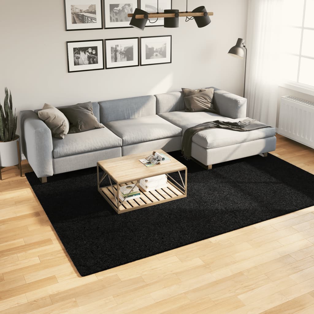 vidaXL Chlpatý koberec vysoký vlas moderný čierny 200x280 cm