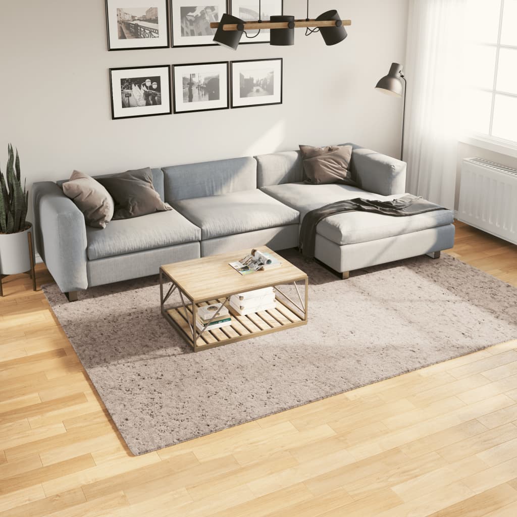 vidaXL Chlpatý koberec vysoký vlas moderný béžový 200x280 cm