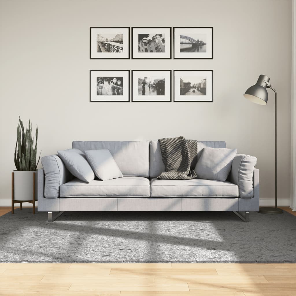 vidaXL Chlpatý koberec vysoký vlas moderný sivý 160x230 cm