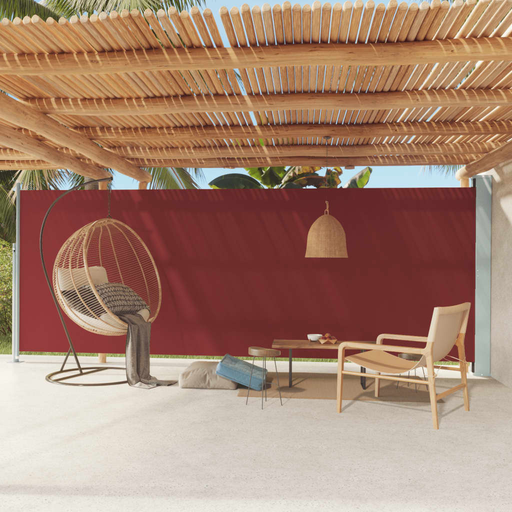 vidaXL Zaťahovacia bočná markíza na terasu 200x600 cm červená