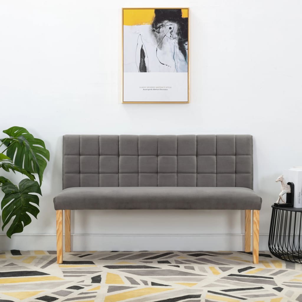 vidaXL Lavička 140 cm, sivá, zamat