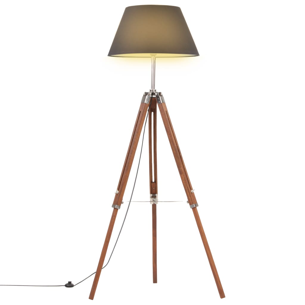 vidaXL Lampa na statíve medovo-hnedá a čierna 141 cm teakový masív