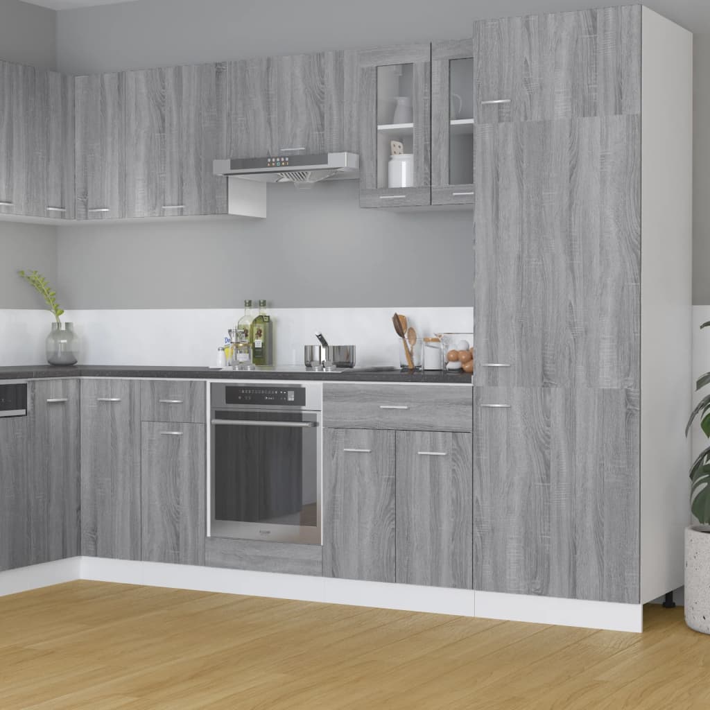 vidaXL Závesná sklenená skrinka sivý dub 60x31x60 cm spracované drevo
