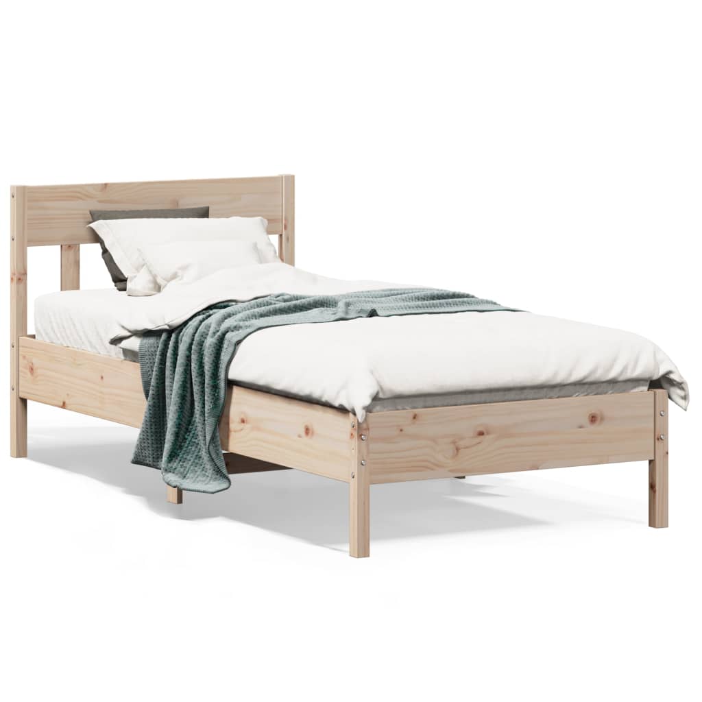 vidaXL Rám postele s čelom 90x190 cm masívne drevo