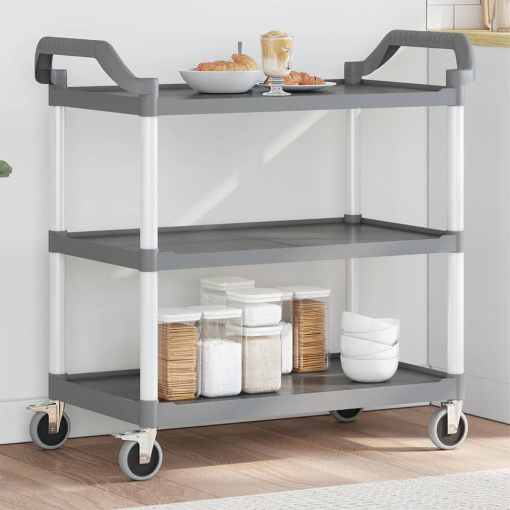 vidaXL Vozík s 3 poschodiami sivý 99x50x96 cm oceľ