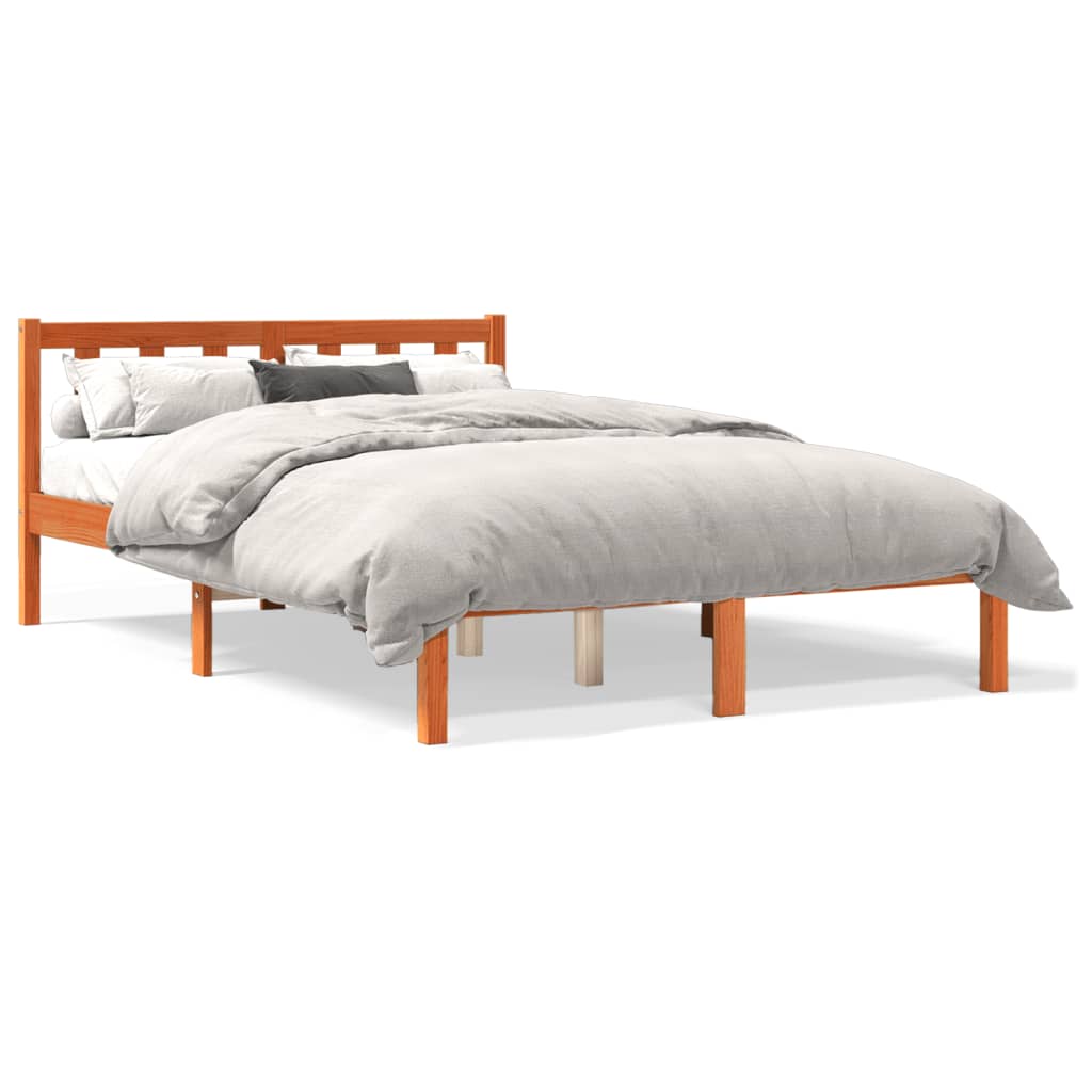 vidaXL Posteľný rám voskovo hnedý 135x190 cm masívna borovica