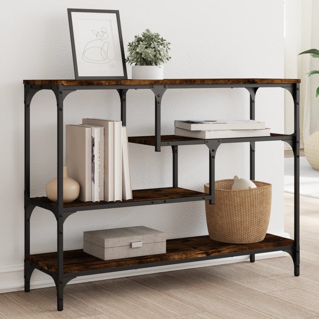 vidaXL Konzolový stolík dymový dub 100x30x75 cm kompozitné drevo