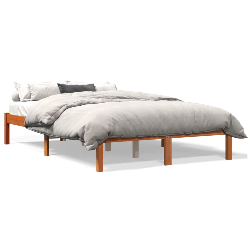 vidaXL Posteľný rám voskovo hnedý 135x190 cm masívna borovica