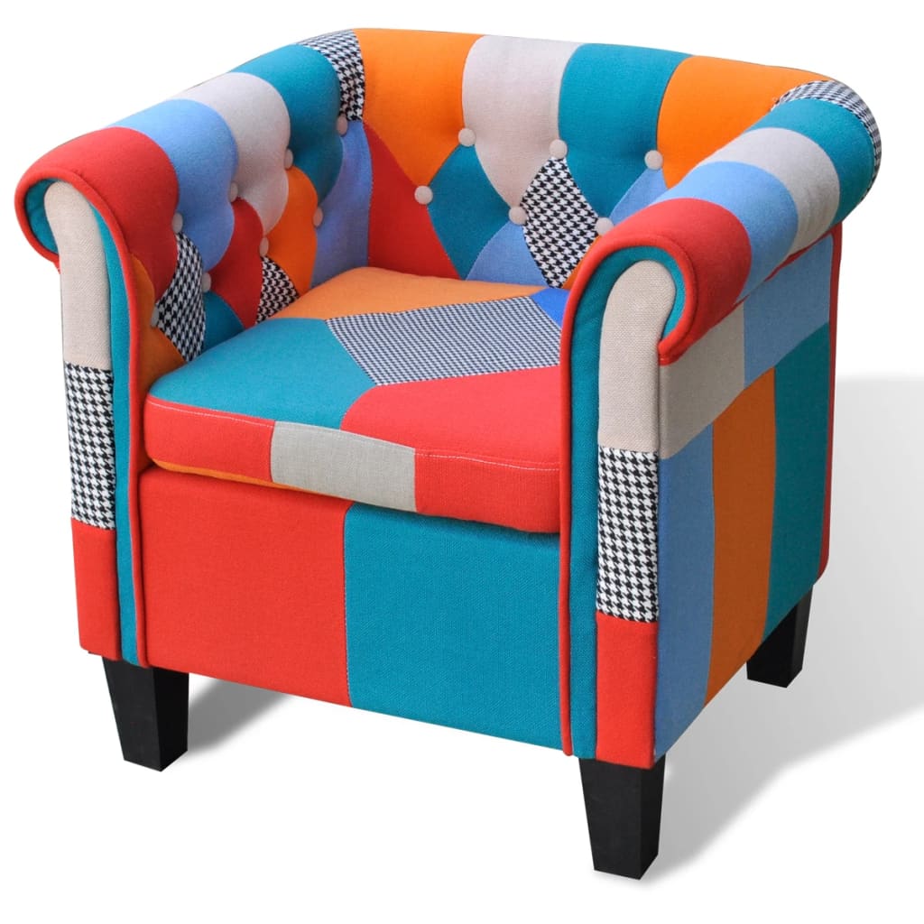 vidaXL Látkové kreslo s patchwork dizajnom