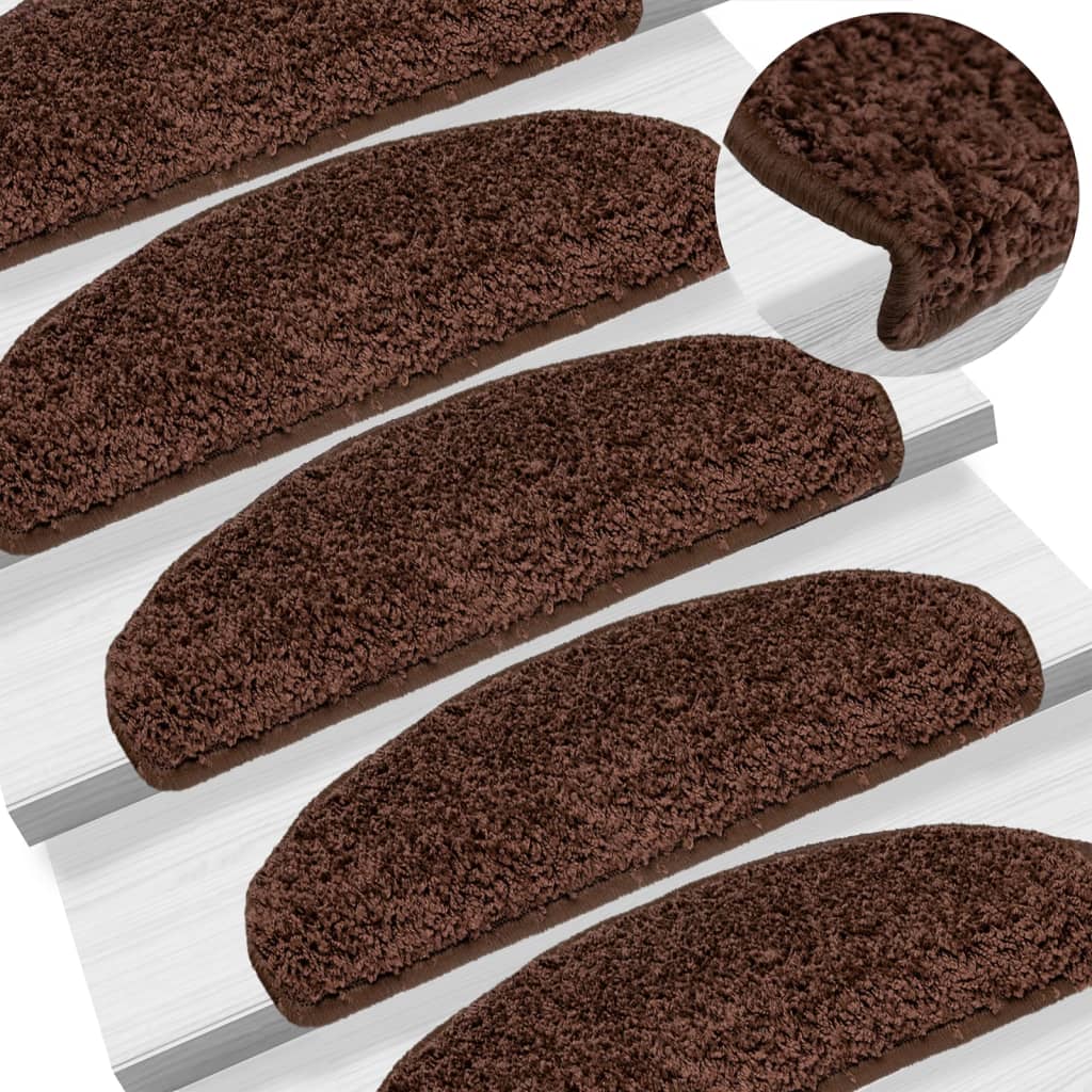 vidaXL Kobercové nášľapy na schody 15 ks hnedé 65x21x4 cm