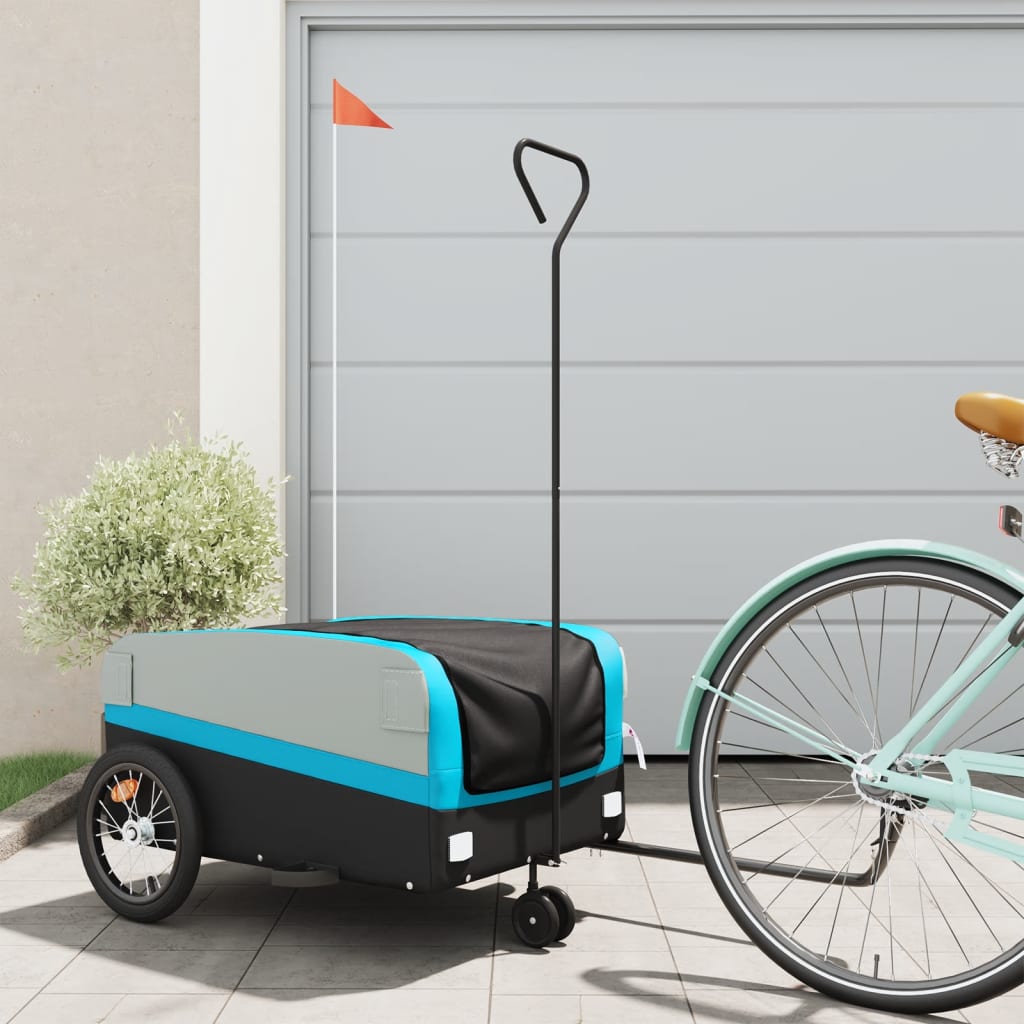 vidaXL Vozík za bicykel, čierno modrý 45 kg, železo