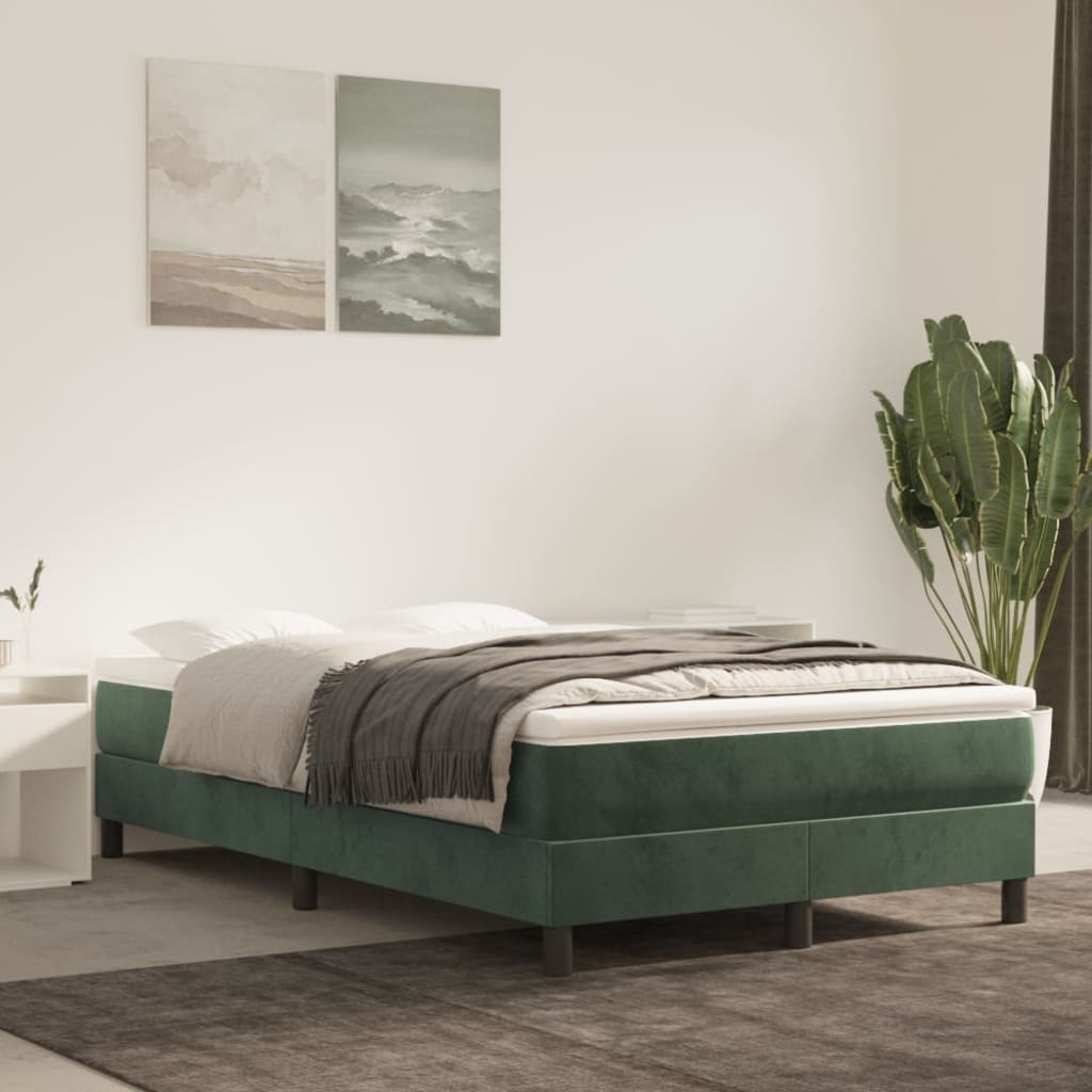 vidaXL Posteľný rám na boxspring tmavozelený 120x200 cm zamat